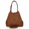 Elegancka Torebka Skórzana typu Shopper Bag Ruda